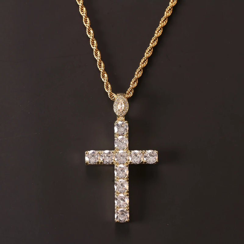 Zircon Cross Pendant Necklace Hip-Hop Jewelry