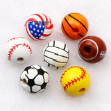 Wooden Beads Football Basketball Pattern 16mm 10pcs/Lot