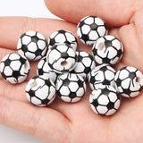Wooden Beads Football Basketball Pattern 16mm 10pcs/Lot