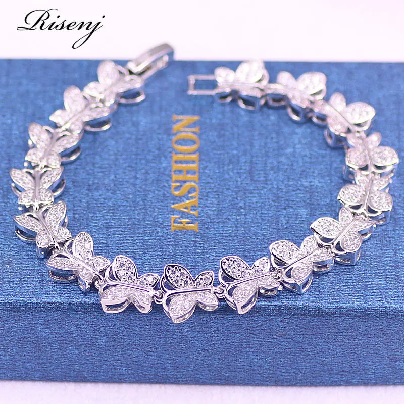 Butterfly Square Rose Red Jewelry For Women Pretty Style Bracelet