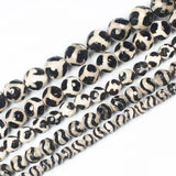 Pattern Faceted Round 8/10mm DZI Beads for DIY Jewelry