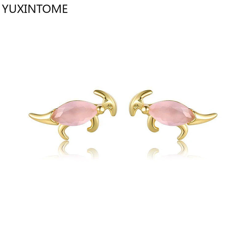 Sterling Silver Dino Stud Earrings Colorful CZ Animals