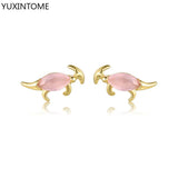 Sterling Silver Dino Stud Earrings Colorful CZ Animals