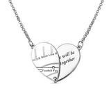 Map Engraving Heart Necklace - Distance Stone Gift - Personalized Pendant