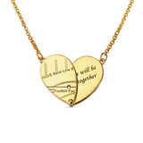 Map Engraving Heart Necklace - Distance Stone Gift - Personalized Pendant