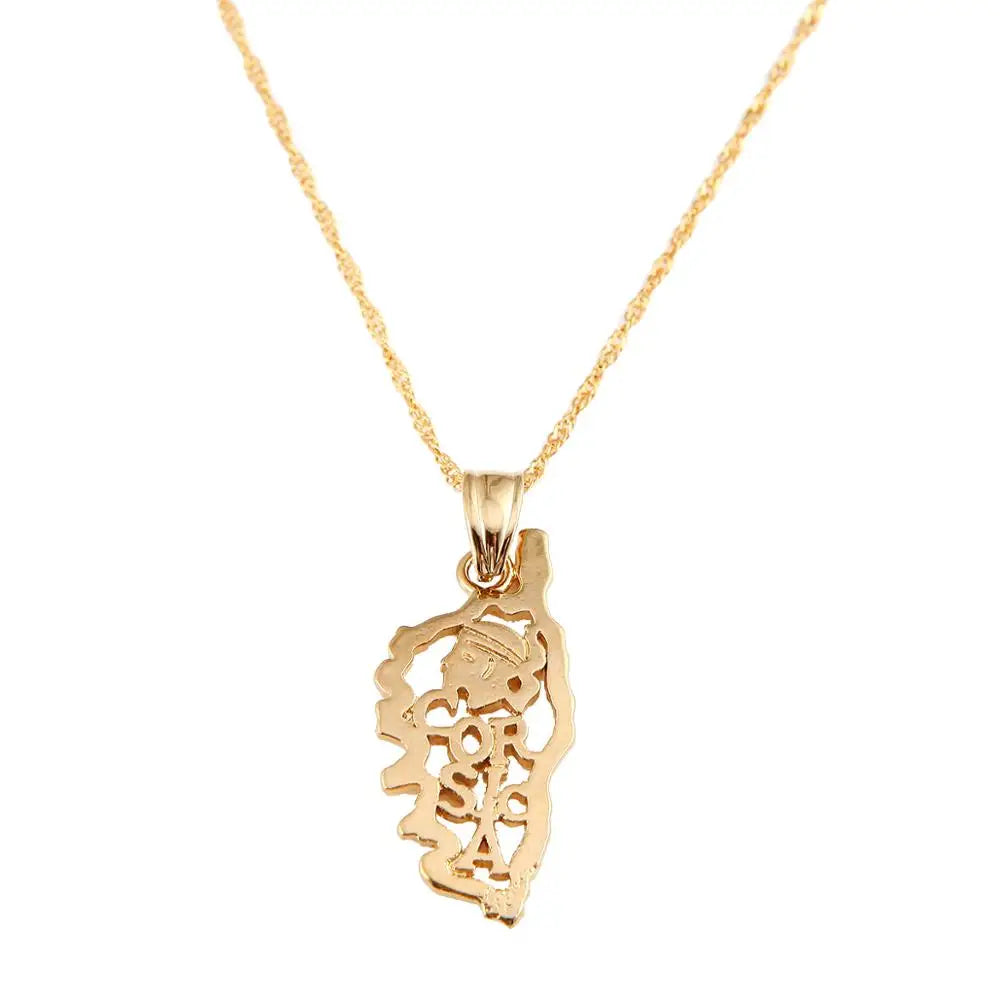 Corsica Map Pendant Necklace for Women Jewelry
