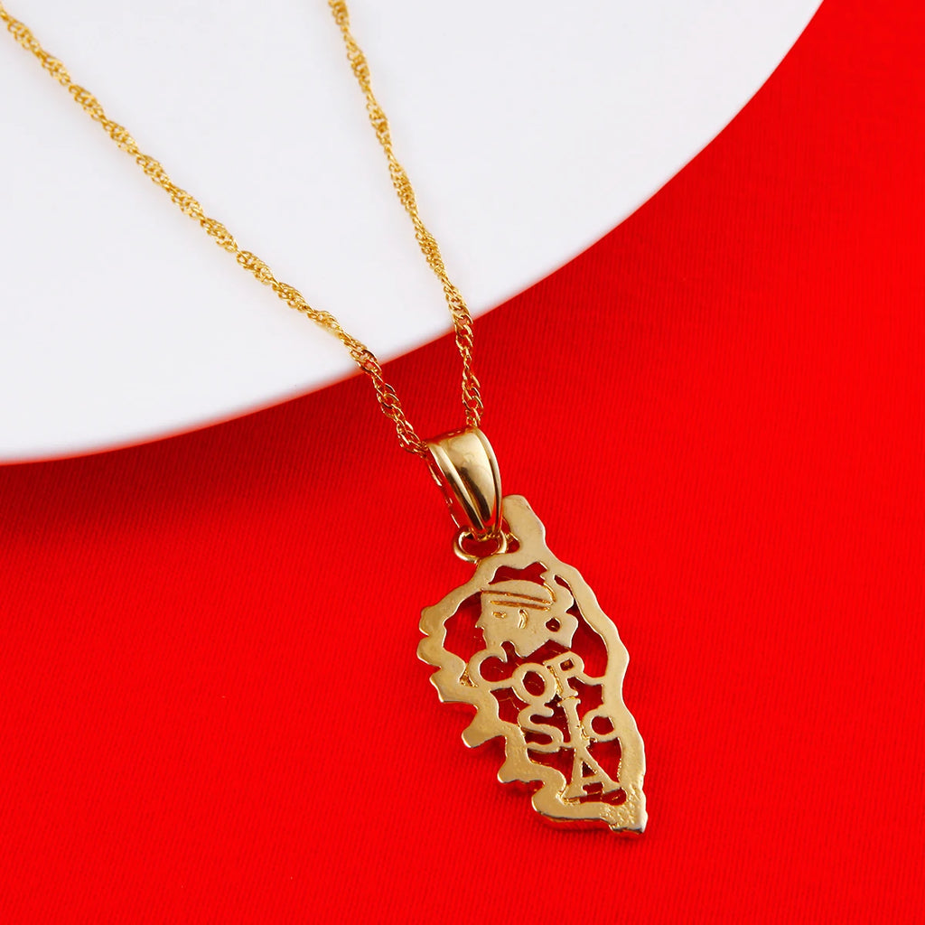 Corsica Map Pendant Necklace for Women Jewelry