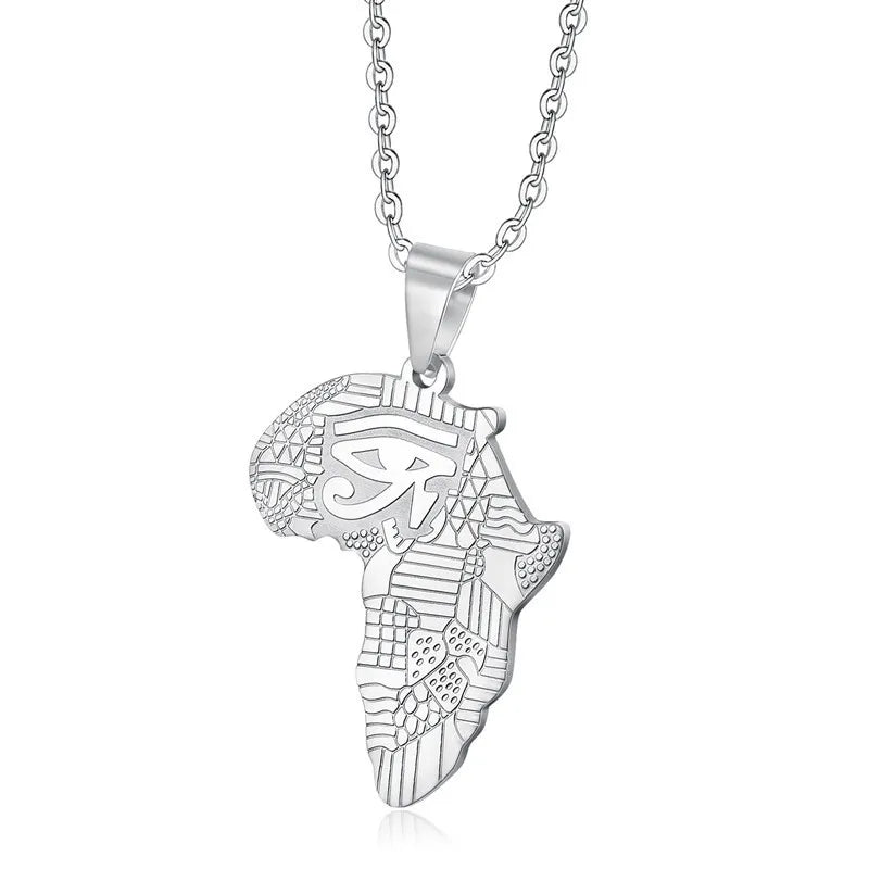 Africa Pendant Necklace Men 18k Filled Stainless Steel Chain Hiphop Jewelry