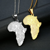 Africa Pendant Necklace Men 18k Filled Stainless Steel Chain Hiphop Jewelry