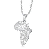 Africa Pendant Necklace Men 18k Filled Stainless Steel Chain Hiphop Jewelry
