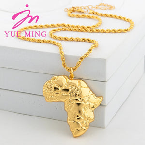 Africa Map Pendant Necklace 18K Plated Copper Animal Pattern Jewelry