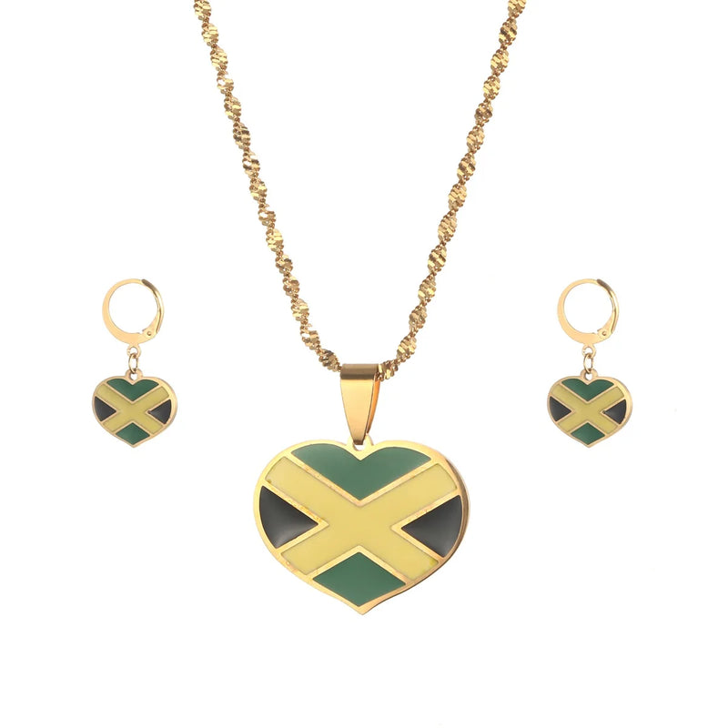 Jamaica Map Pendant Necklace Stainless Steel Jewelry for Women Girls