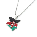 Map of Kenya Flag Enamel Pendant Necklace African Map Jewelry