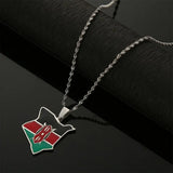 Map of Kenya Flag Enamel Pendant Necklace African Map Jewelry