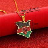 Map of Kenya Flag Enamel Pendant Necklace African Map Jewelry