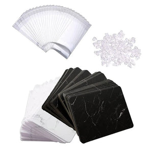 Marble Earring Necklace Display Cards Set - 200Pcs with Bags and Earring Backs