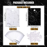 Marble Earring Necklace Display Cards Set - 200Pcs with Bags and Earring Backs