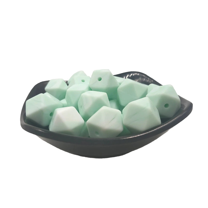 Marble Mint Hexagon Silicone Bead 14mm for DIY Bracelet Necklace Jewelry