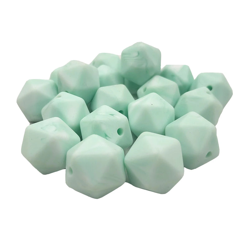 Marble Mint Icosahedron Silicone Bead for DIY Craft