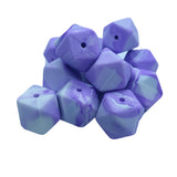 Purple Marble Hexagon Silicone Bead 14mm for Keychain DIY Craft