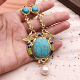 Marble Stones Necklace Pendant Birds Animal Jewelry Ethnic Accessories