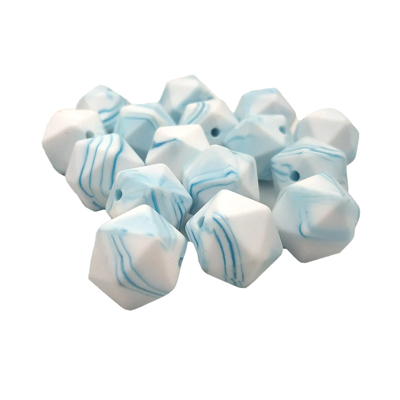 Teal Icosahedron Silicone Bead for DIY Keychain Bracelet
