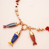 Pink Marine Fish Choker Necklace for Girls Women Ladies
