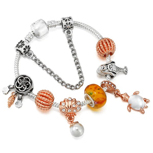 Marine Style Shell Pearls Beads Charm Bracelet