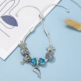 Marine Style Starfish Beads Chain Bracelet with Whale Pendant
