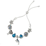 Marine Style Starfish Beads Chain Bracelet with Whale Pendant