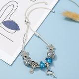 Marine Style Starfish Beads Chain Bracelet with Whale Pendant