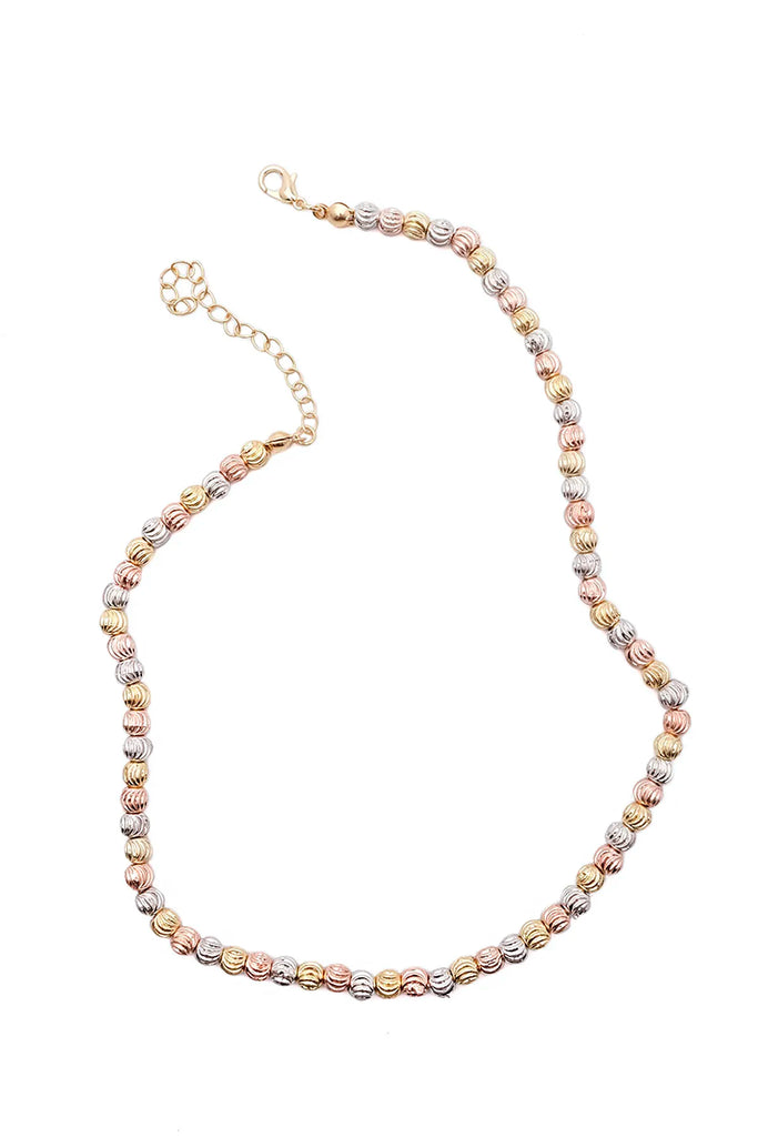 Dorica Stoned Gold-Rose Gold-Silver Necklace