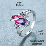 Rainbow Zircon Ring Marquise Purple Crystal Vintage