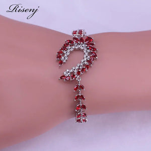 Marquise Silver Bracelet with Garnet, Banquet Women's Jewelry