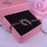 Marquise Silver Bracelet with Garnet, Banquet Women's Jewelry