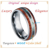 Opal Tungsten Carbide Jewelry Koa Wood Wedding Band Rings