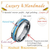 Opal Tungsten Carbide Jewelry Koa Wood Wedding Band Rings