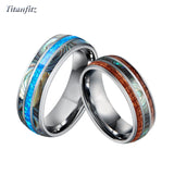 Opal Tungsten Carbide Jewelry Koa Wood Wedding Band Rings