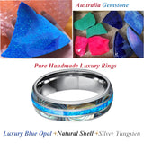 Opal Tungsten Carbide Jewelry Koa Wood Wedding Band Rings