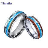 Opal Tungsten Carbide Jewelry Koa Wood Wedding Band Rings
