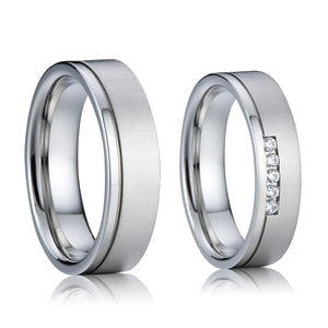 His and Hers Wedding Rings Set Stainless Steel Jewelry Couple Bands