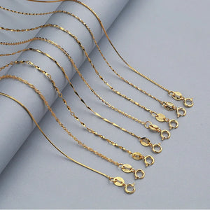 Martick 925 Silver Water-wave Chain 40cm/45cm Necklace Gold/Rose GSC2
