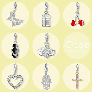 Cherry Flip Flop Lucky Heart Cross Charm Pendant Necklace
