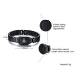 Masonic Bracelet Freemason Logo Stainless Steel Carbon Fiber Link