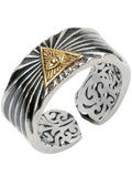 Masonic God's Eye Light 925 Silver Ring Wide Edition
