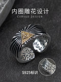 Masonic God's Eye Light 925 Silver Ring Wide Edition