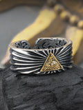 Masonic God's Eye Light 925 Silver Ring Wide Edition