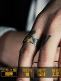 Masonic God's Eye Light 925 Silver Ring Wide Edition