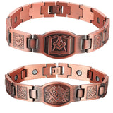 Masonic Mens Copper Bracelet with Double Raw 3000 Gauss Magnets
