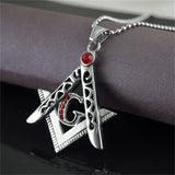 Masonic Necklace Stainless Steel Letter G Compass Pendant Retro Punk Style